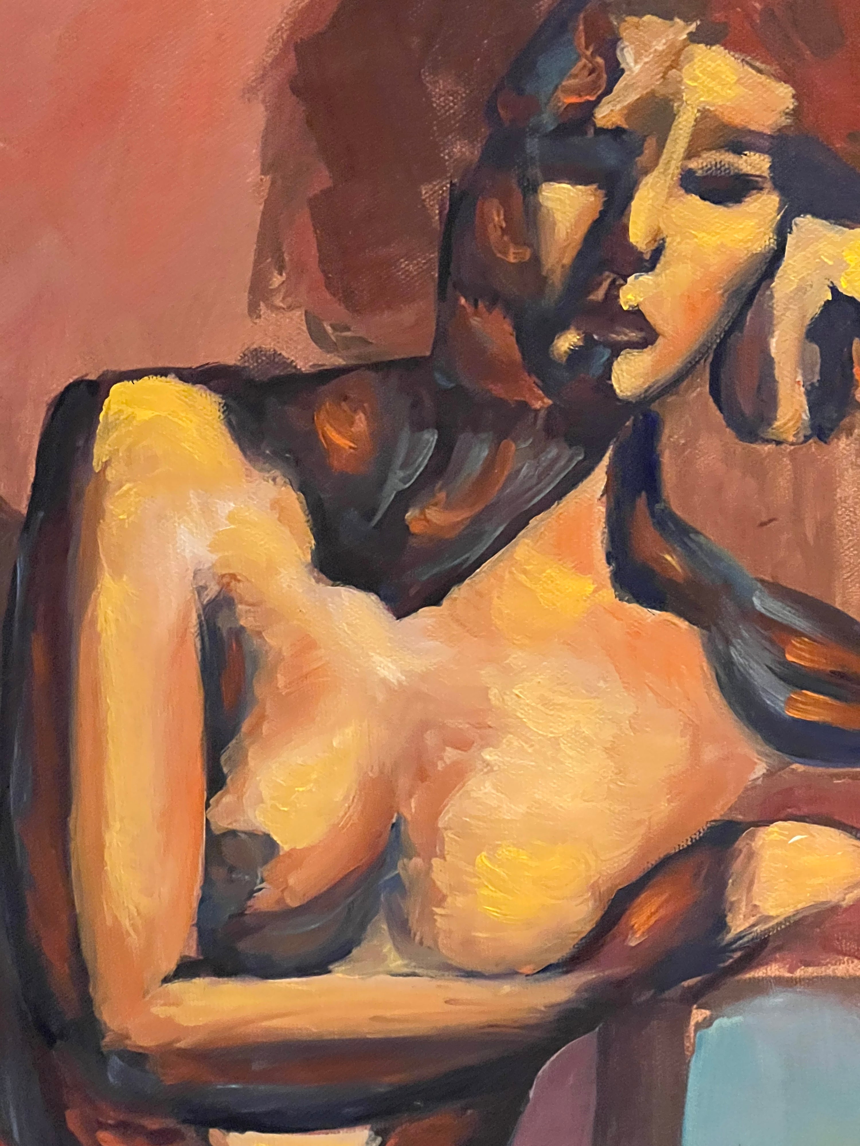 Orange Nude Women Abstraction (Pair)