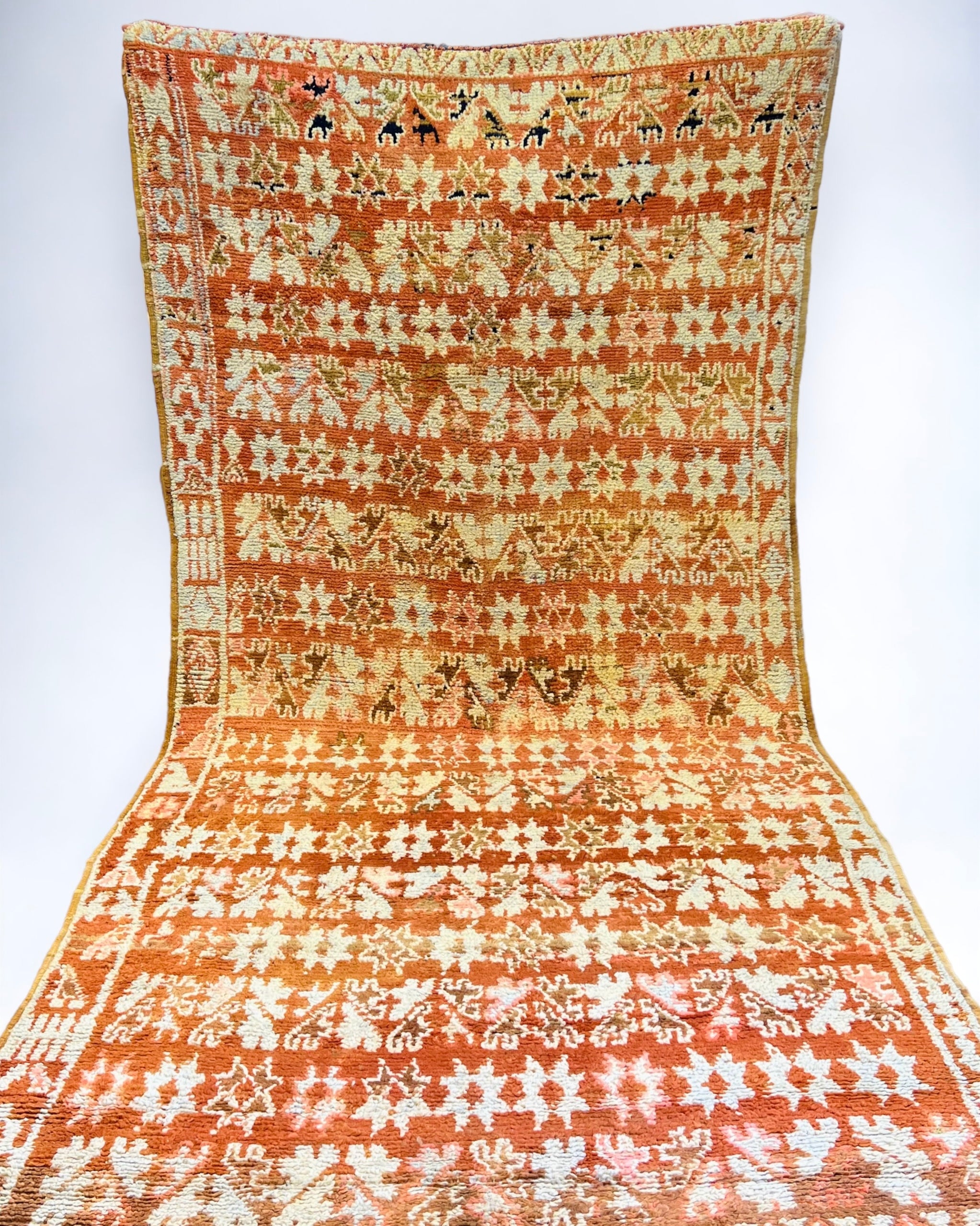 Traditional Moroccan Orange Wool Area Rug
