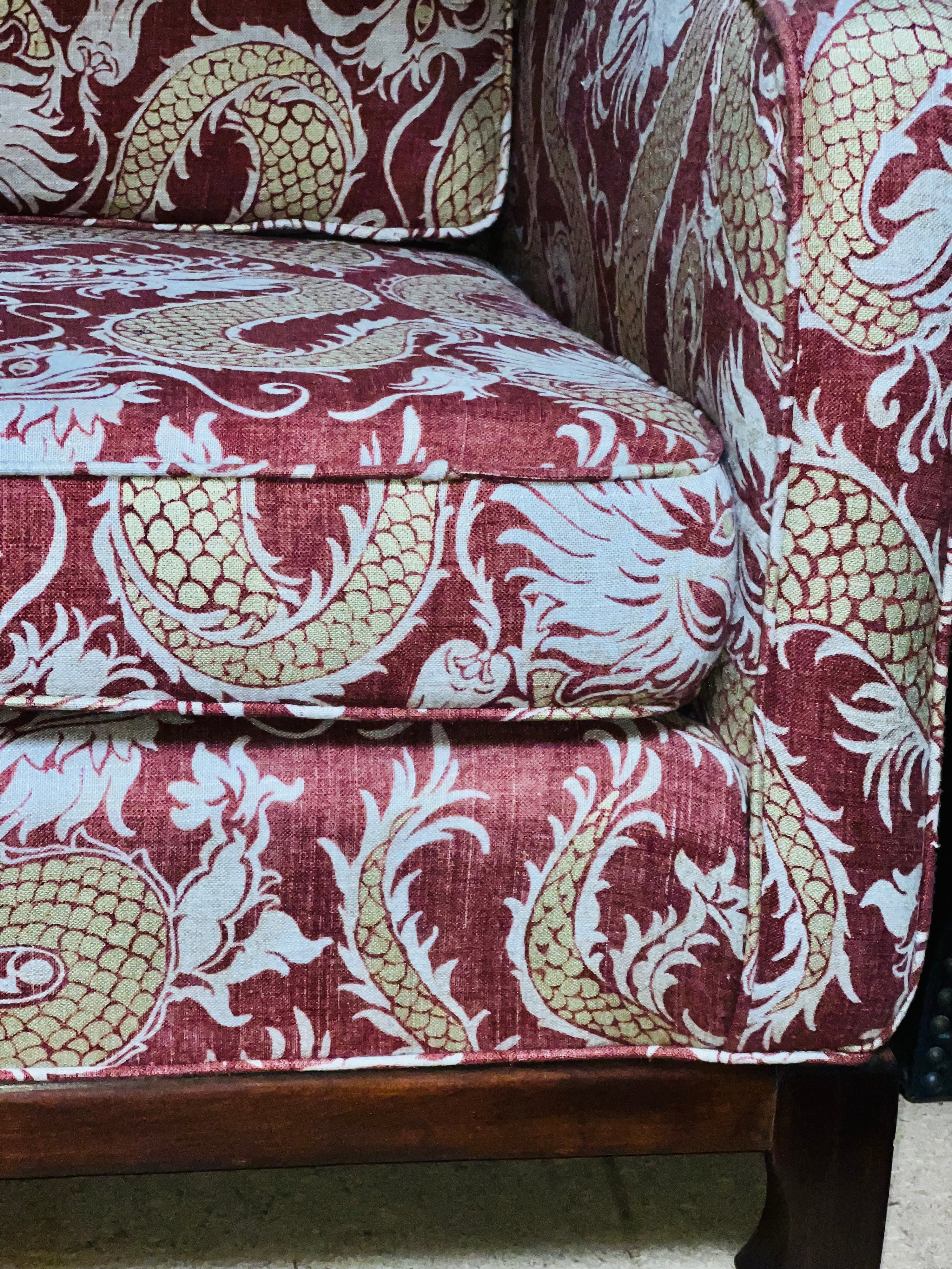 Vintage Hollywood Regency Reupholstered Linen Couch (SOLD)