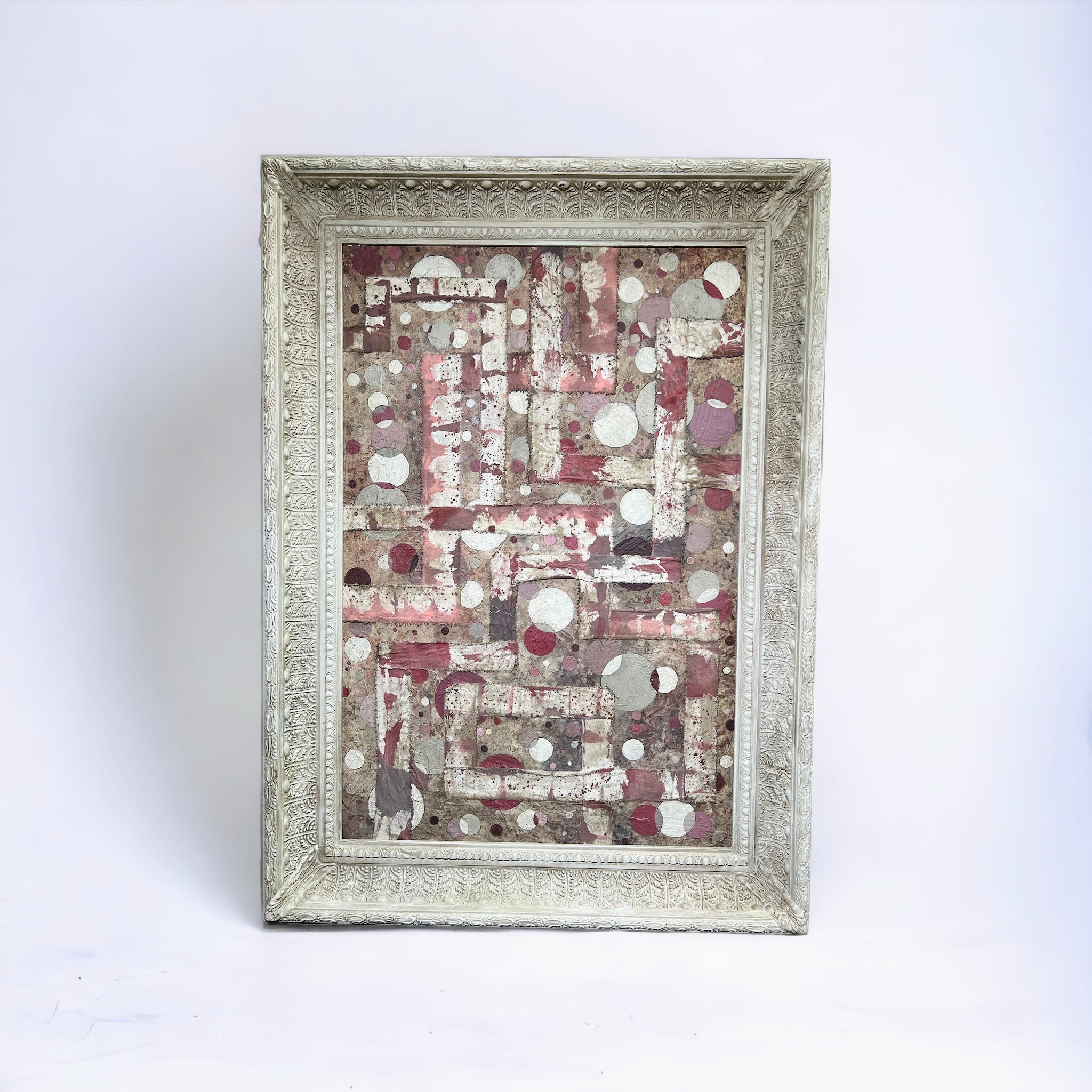 Textured Circles: Pink Abstract Symphony (SOLD)