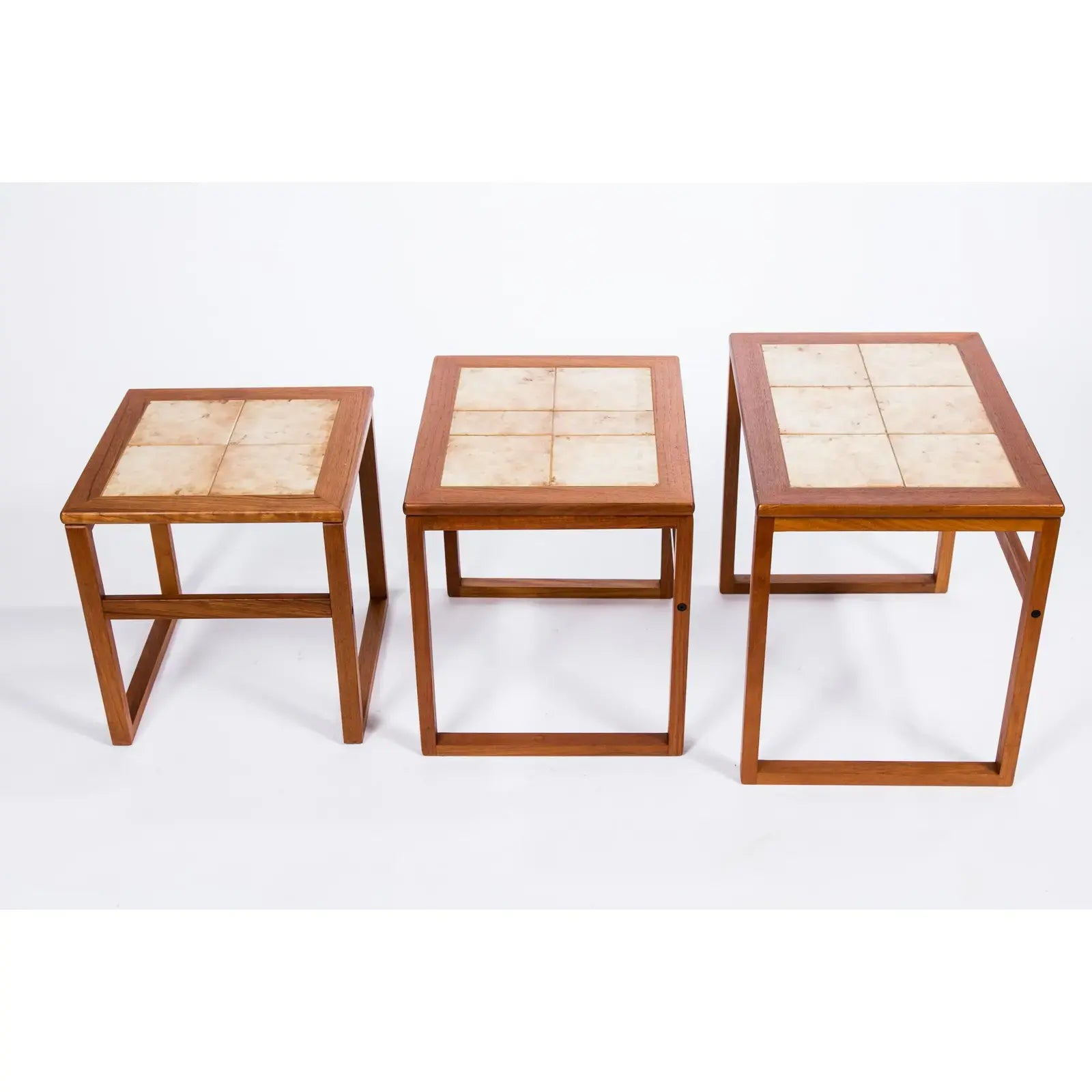 1970s Vintage Scandinavian Tiled Teak Nesting Tables (Set of 3)