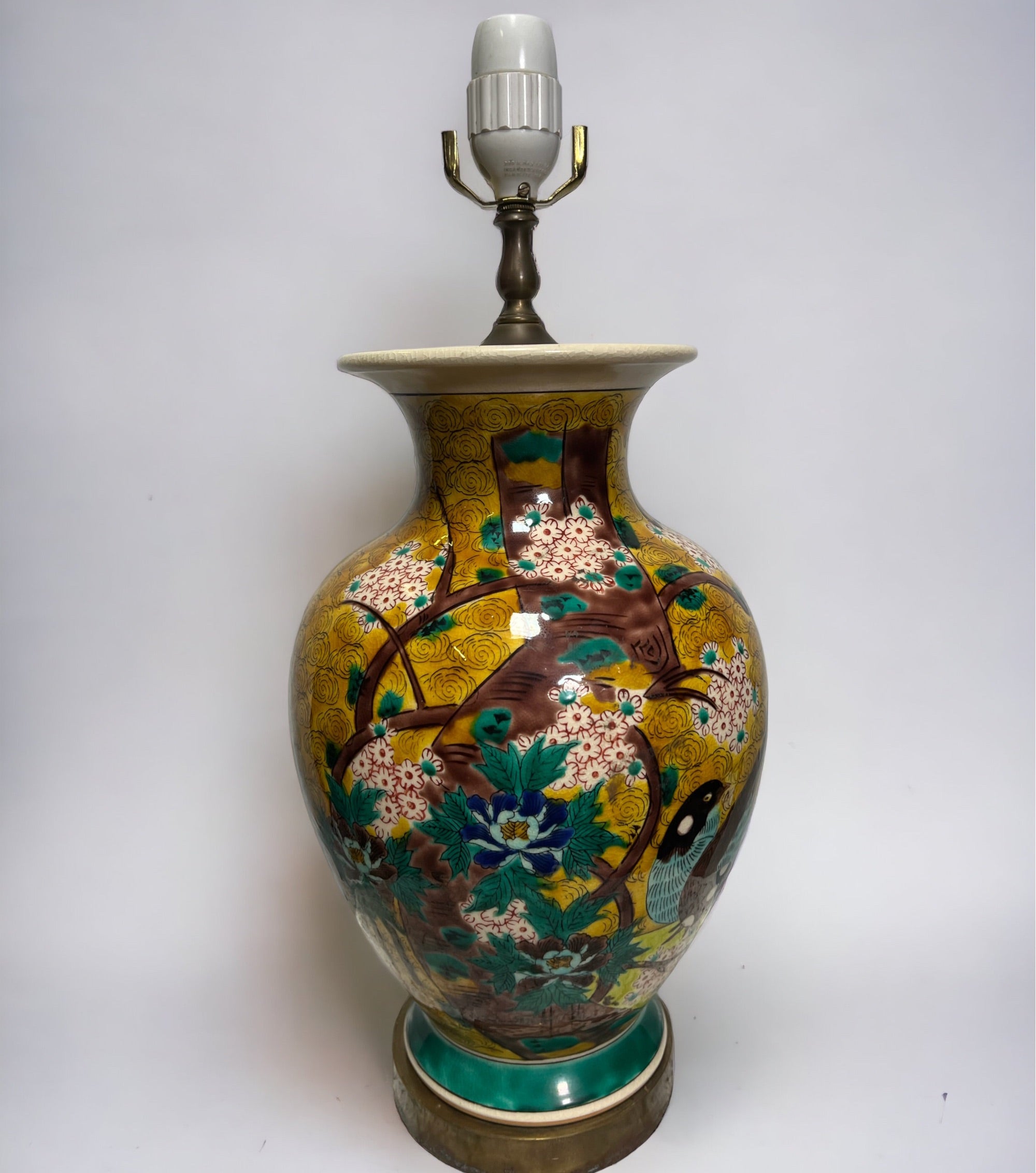 Yellow Asian Hand Painted Lamp
