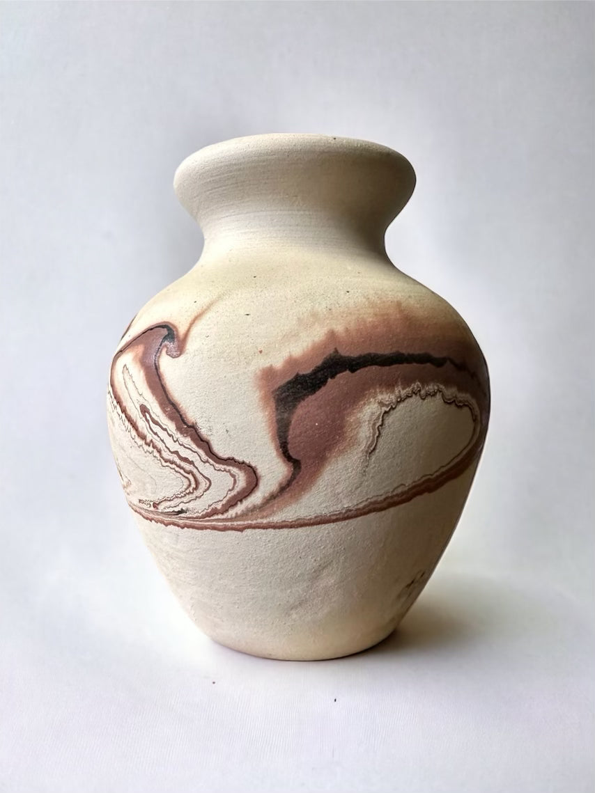 Nemadji Pottery Brown And Cream Vase