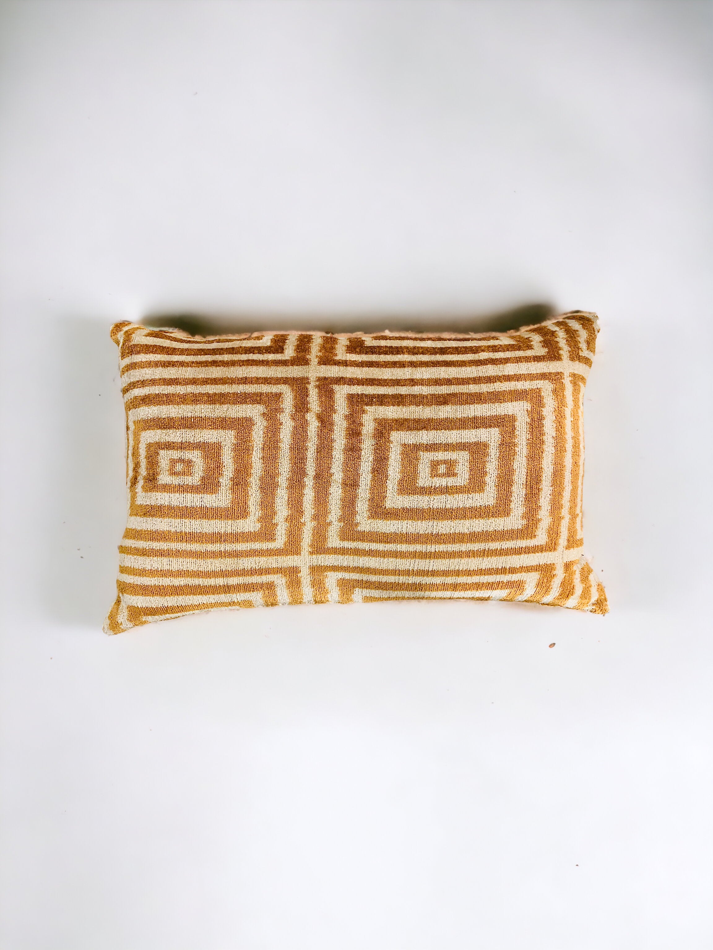 Yellow Geometric Velvet Contemporary Ikat Pillow