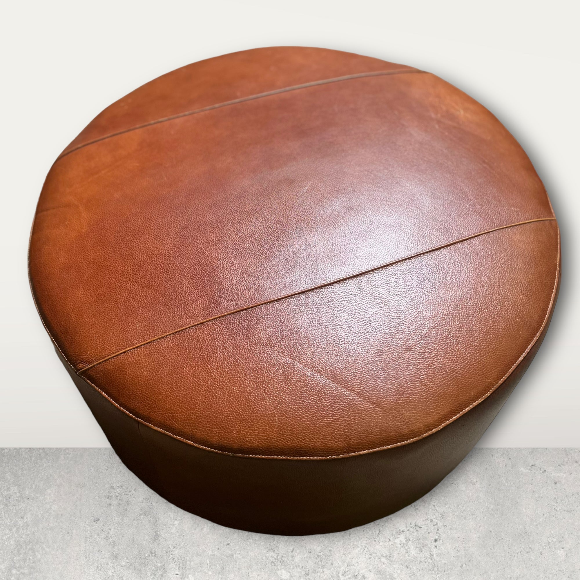 Chestnut Leather Ottoman