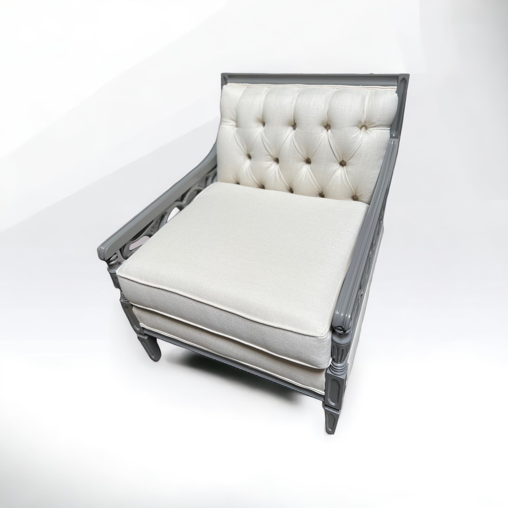 Fretwork Grey Lacquered Chairs (pair)