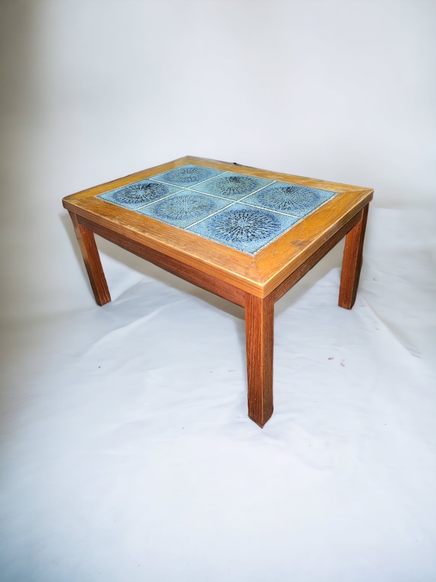 Teal Tile/Wooden Side Table
