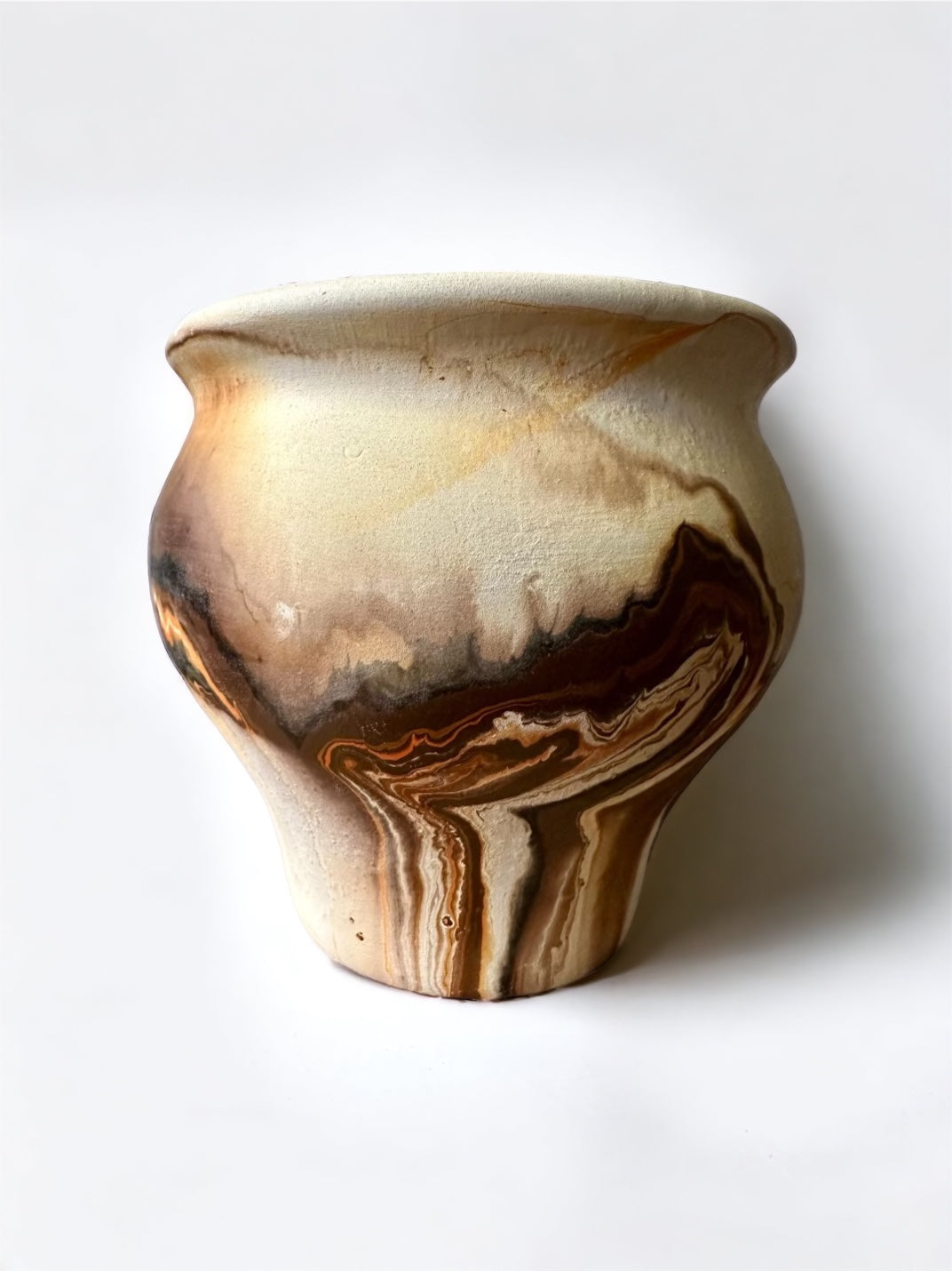 Nemadji Pottery Vase Orange and Brown