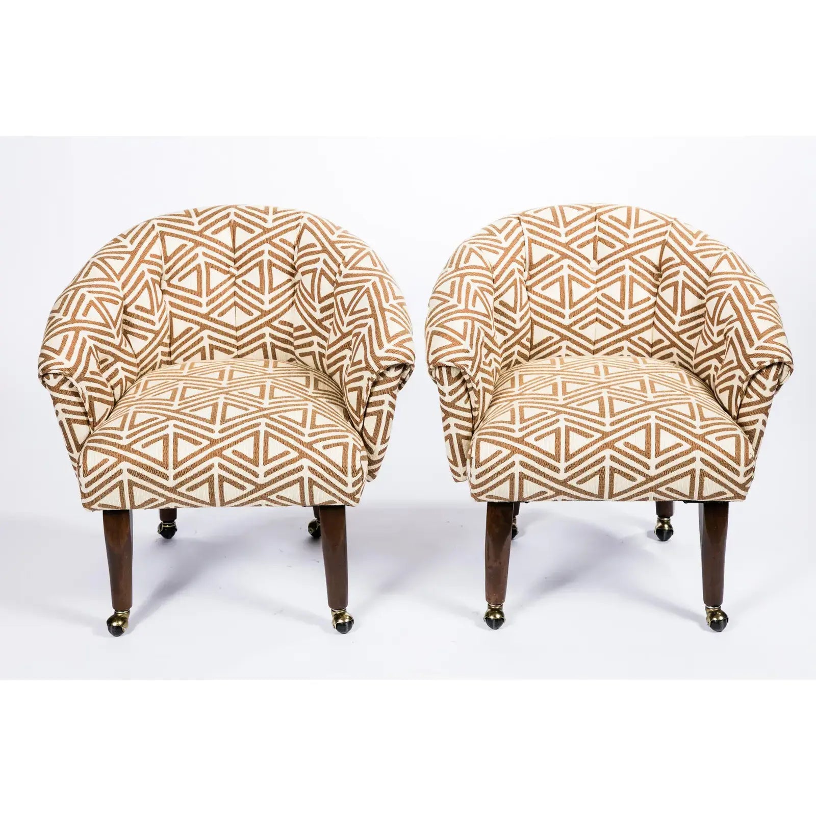 Patterned Vintage Tufted Chairs (Pair)