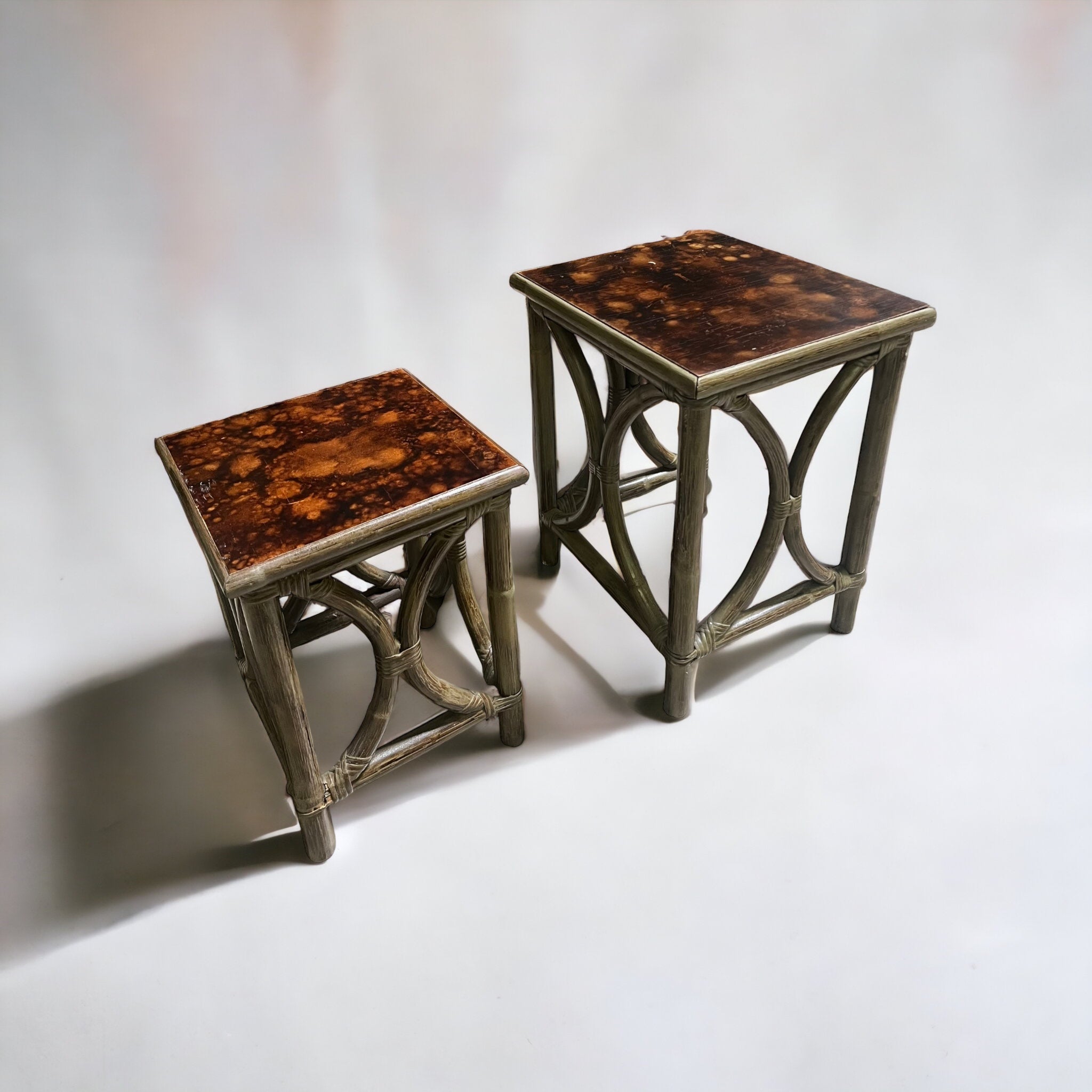 Rattan Side Tables (Pair)