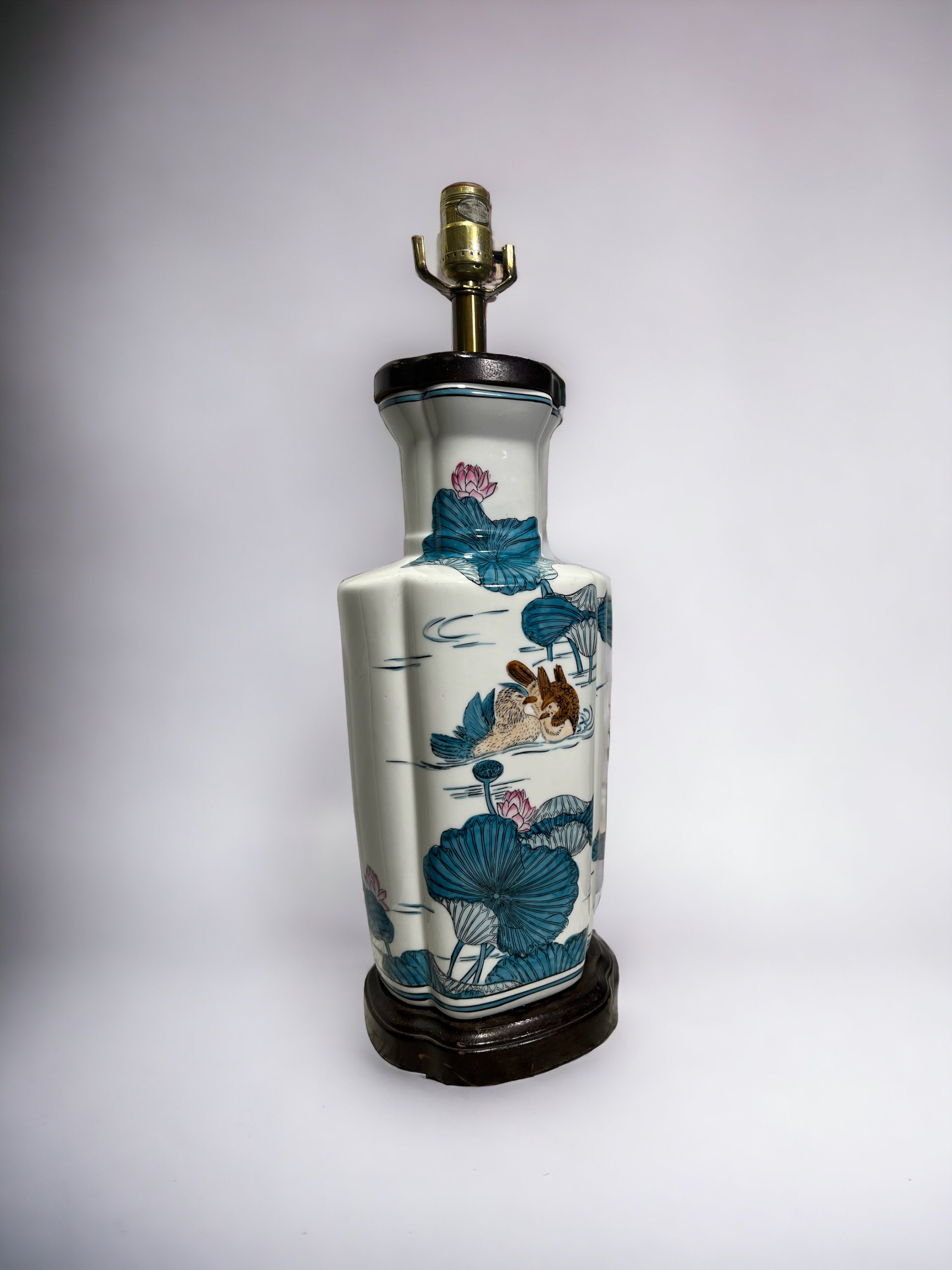 Hand-painted Vintage Blue And White Duck Lamp