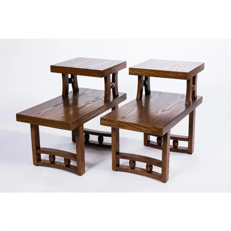 Vintage Oak Step Side Tables (Pair)