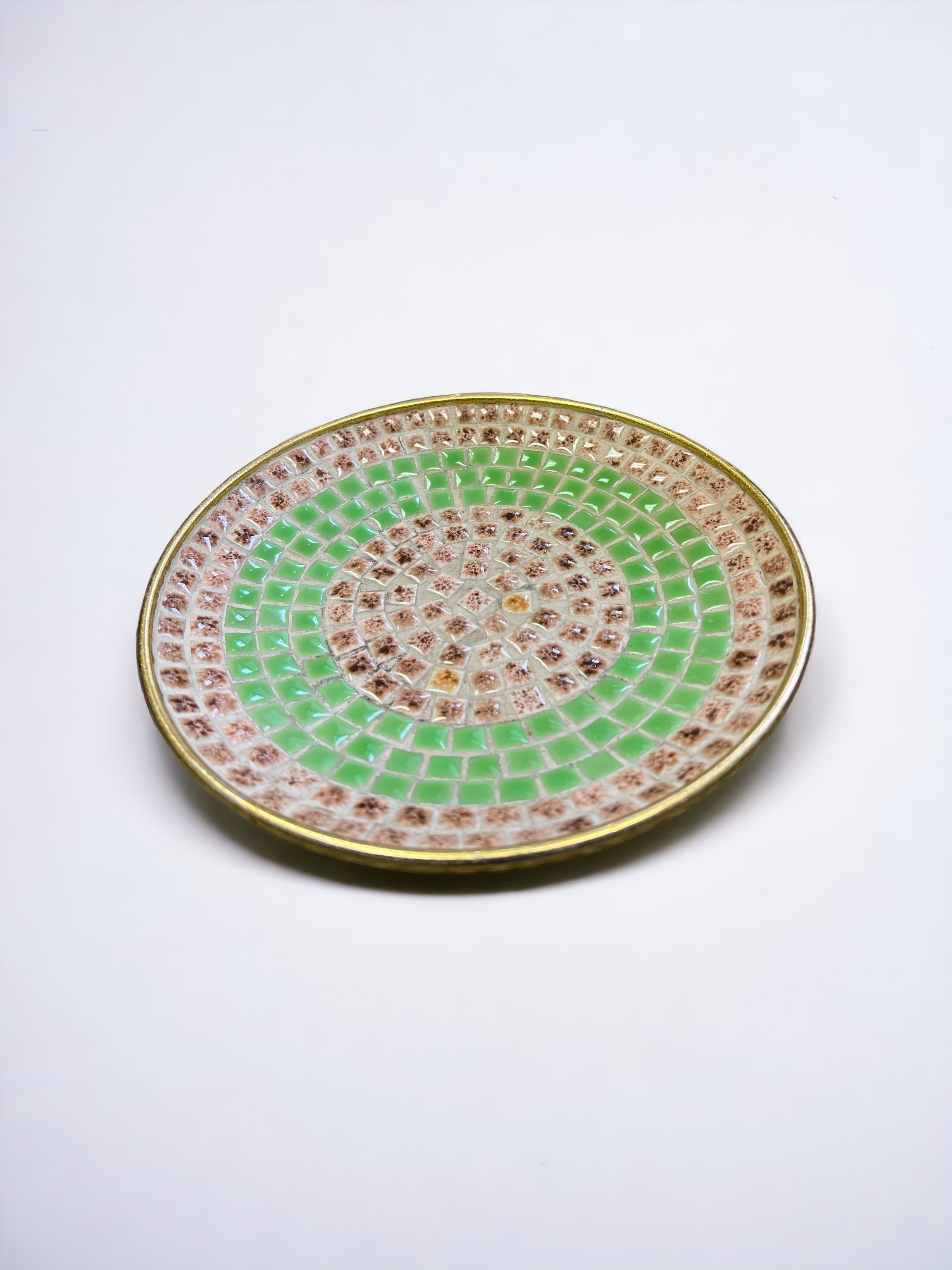 Green And Cream Mosaic Tile Plate