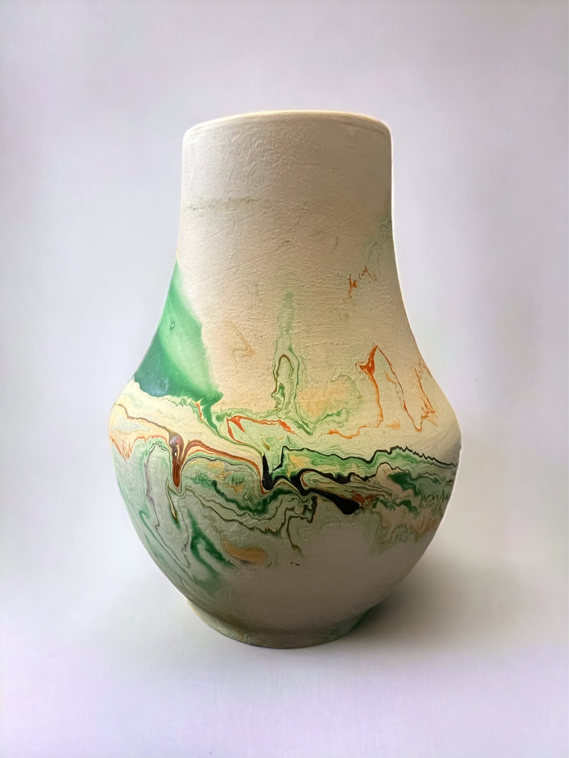 Nemadji Vintage Pottery Orange/Green Vase