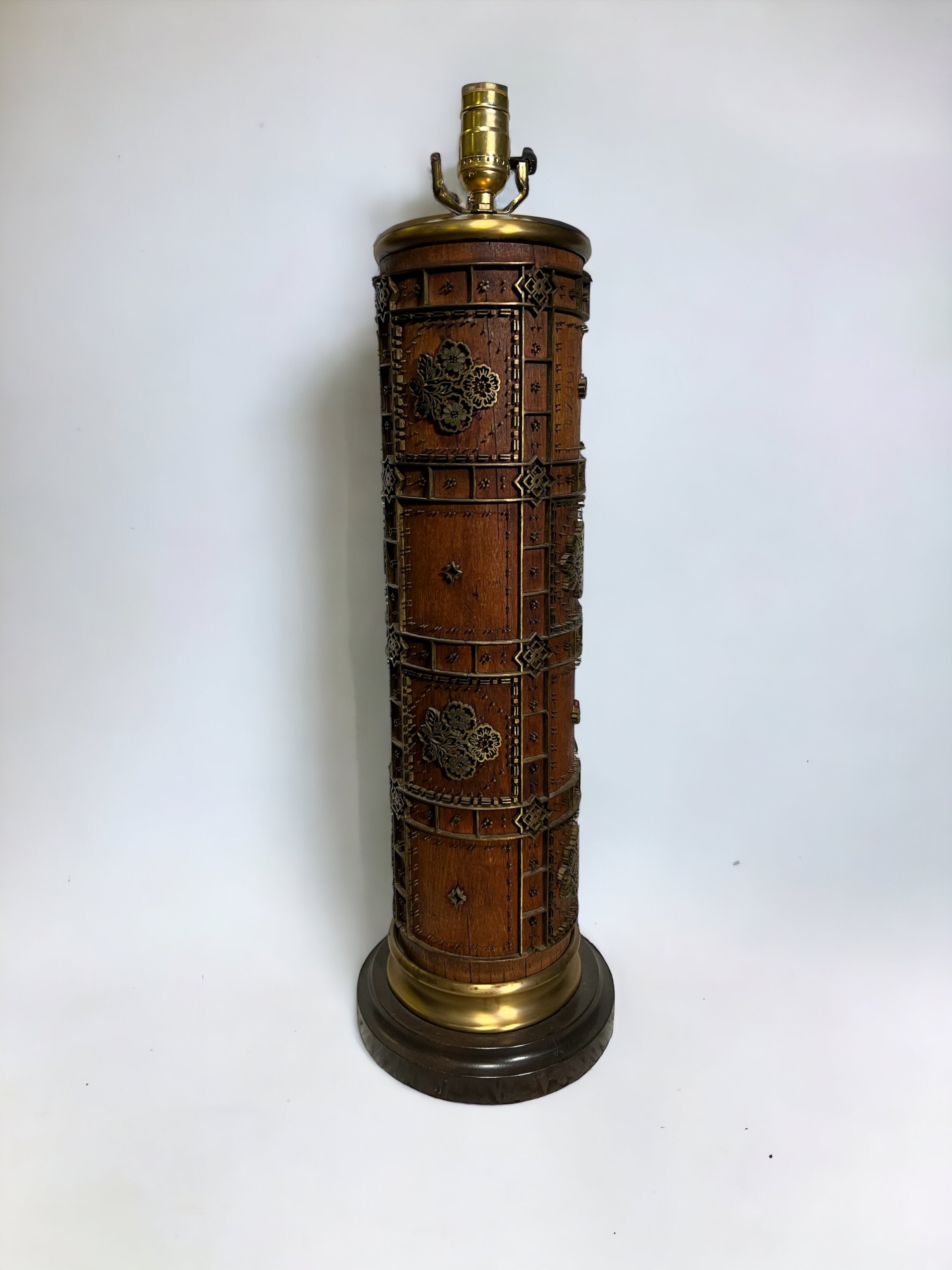 Wooden/Brass Wallpaper Roller Lamp